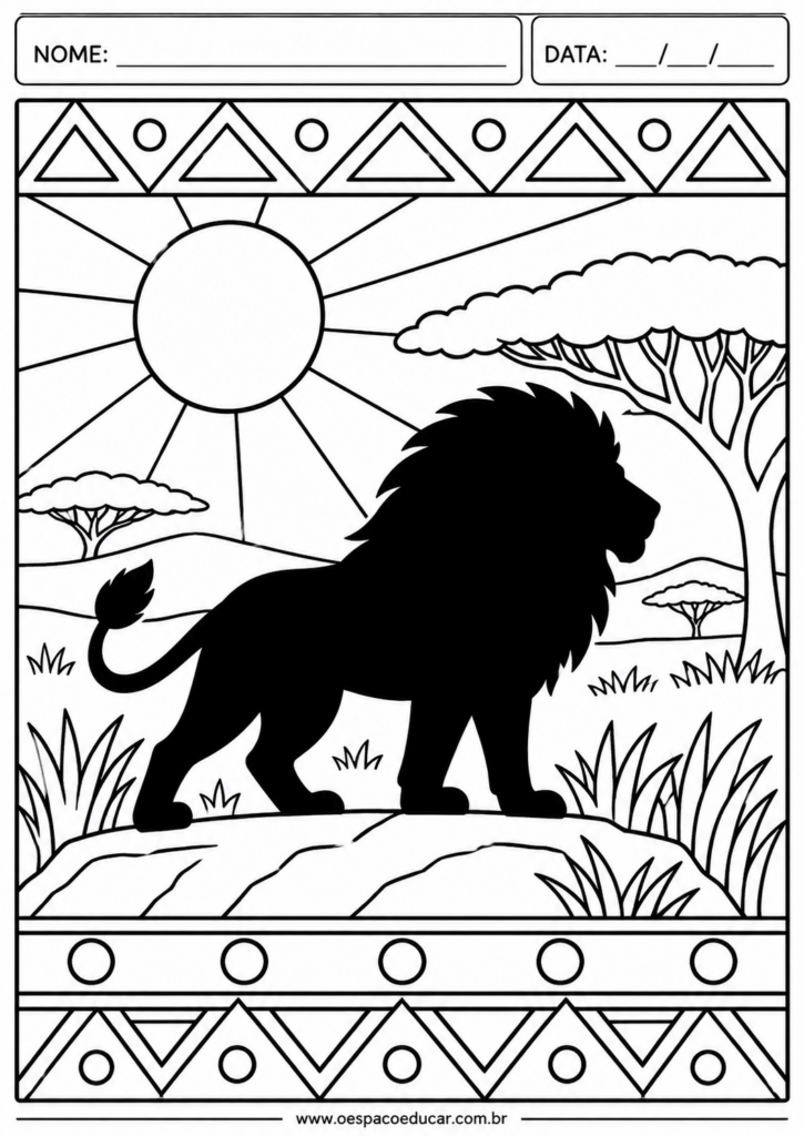 Leão na Savana para Colorir