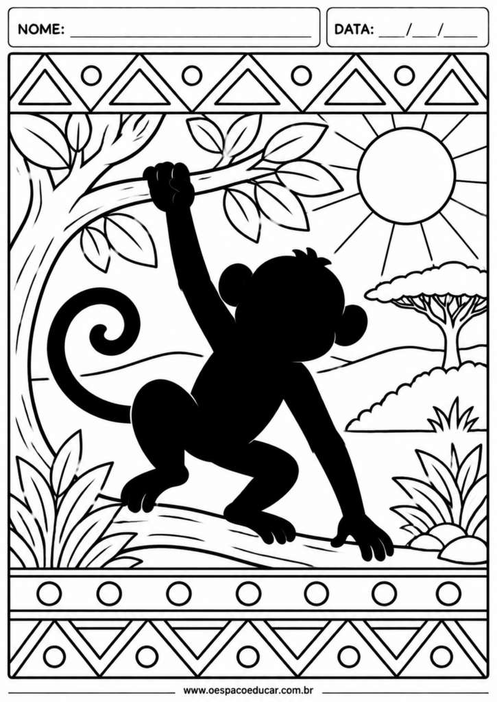 Macaco na Savana Africana para Colorir