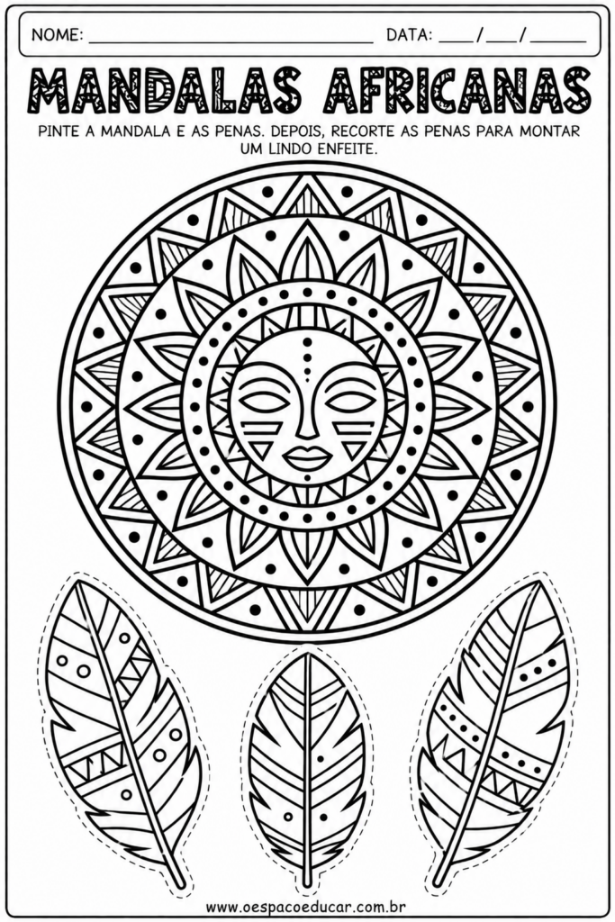 Mandala Africana para Colorir e Recortar (1)