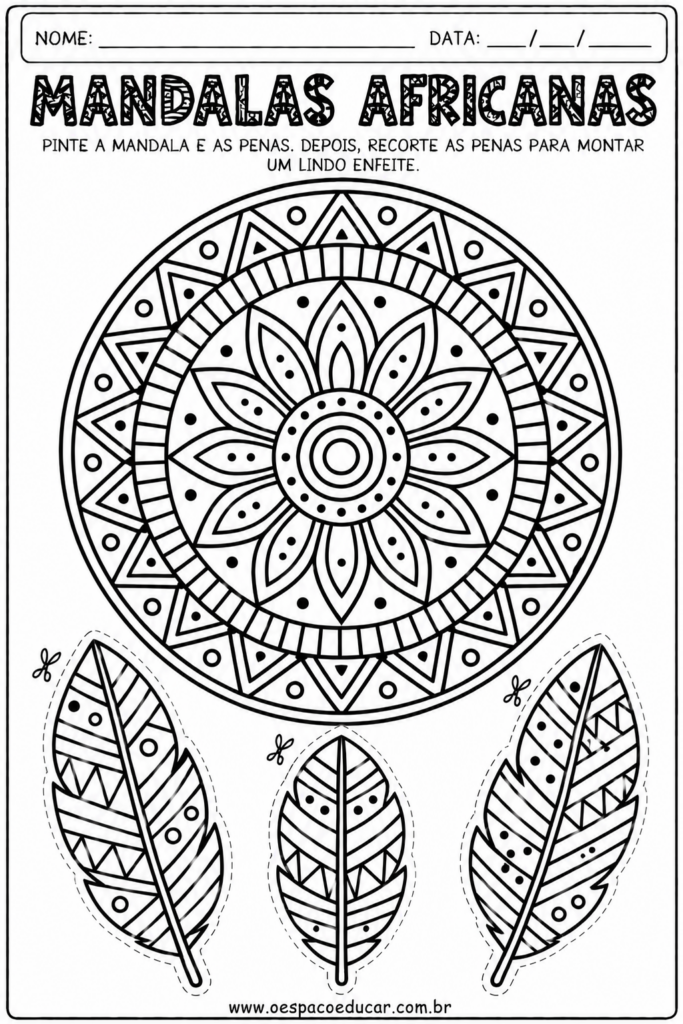 Mandala Africana para Colorir e Recortar (3)