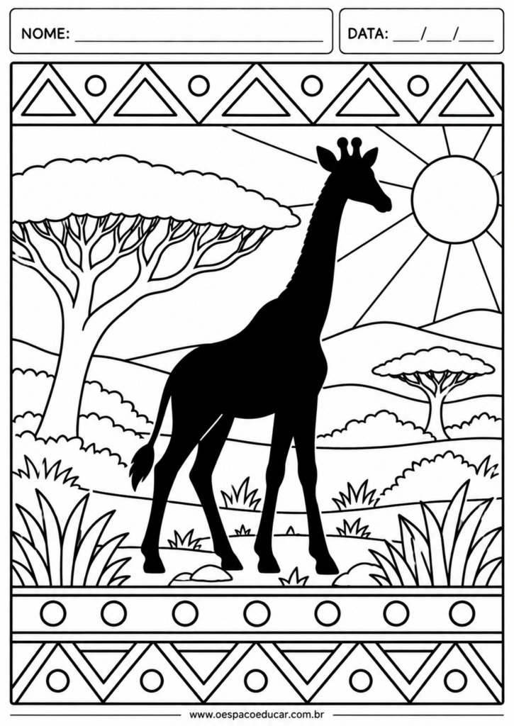Página de Colorir Safari Africano