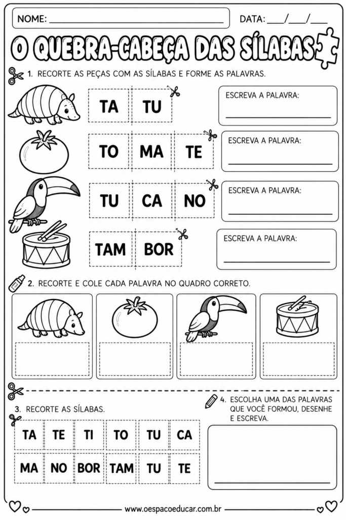 Quebra-Cabeça das Sílabas com T