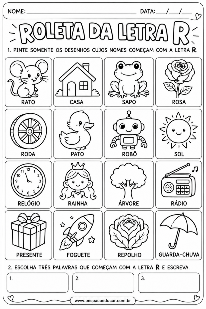 Roleta da Letra R_ Atividades para Colorir