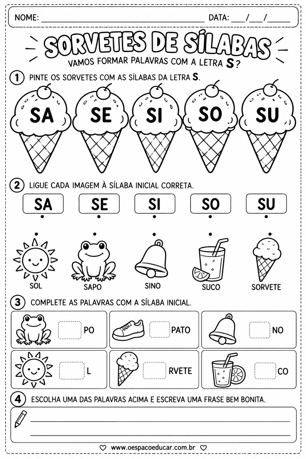 Sorvetes de Sílabas com S