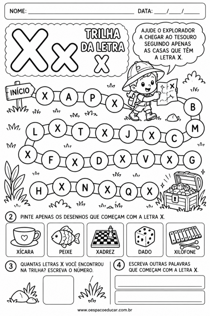 Trilha da Letra X com Explorador
