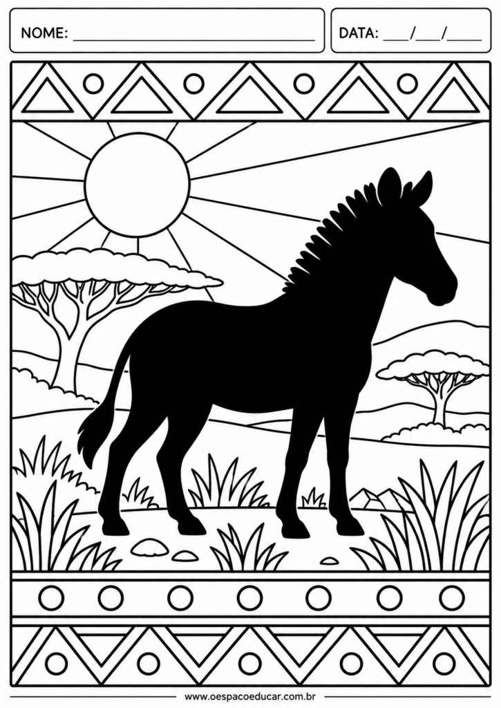 Zebra na Savana para Colorir